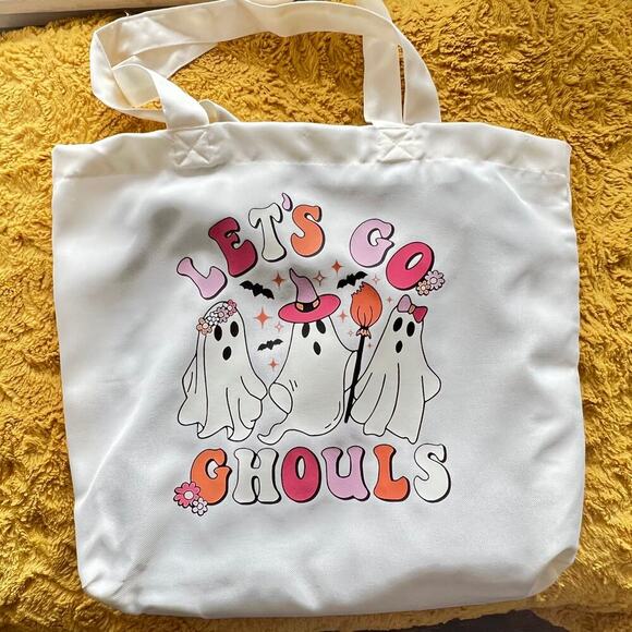 Let's Go Ghouls Ghost Halloween Tote Bag, Reusable Bag, Book Bag, Funny Tote Bag - Picture 1 of 2